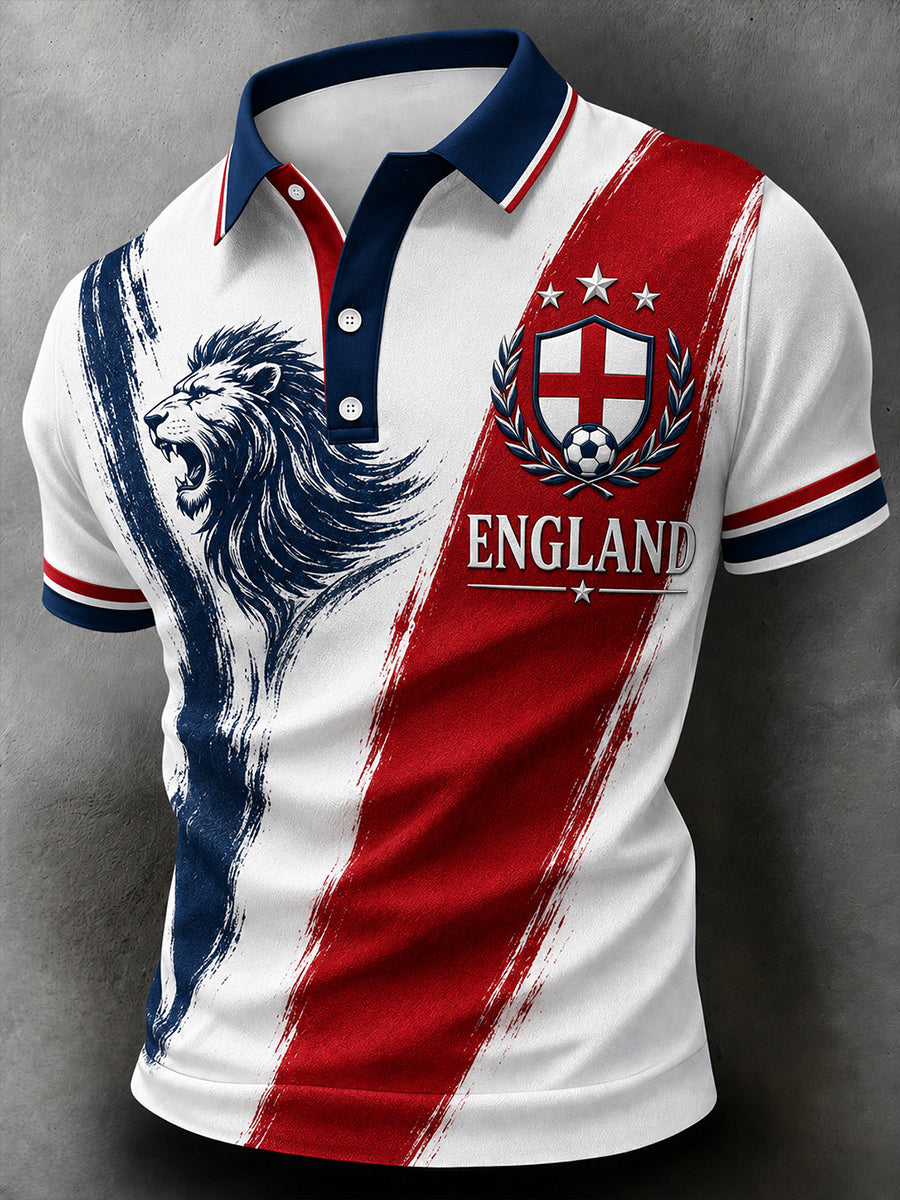 Retro England Football Fan Art Print Casual Jersey