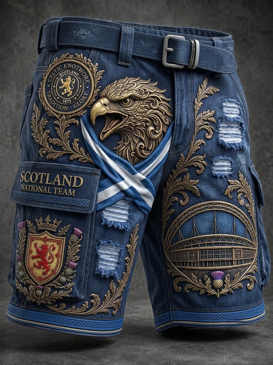 Men's UK Football Lover Scotland Printed Cargo Shorts