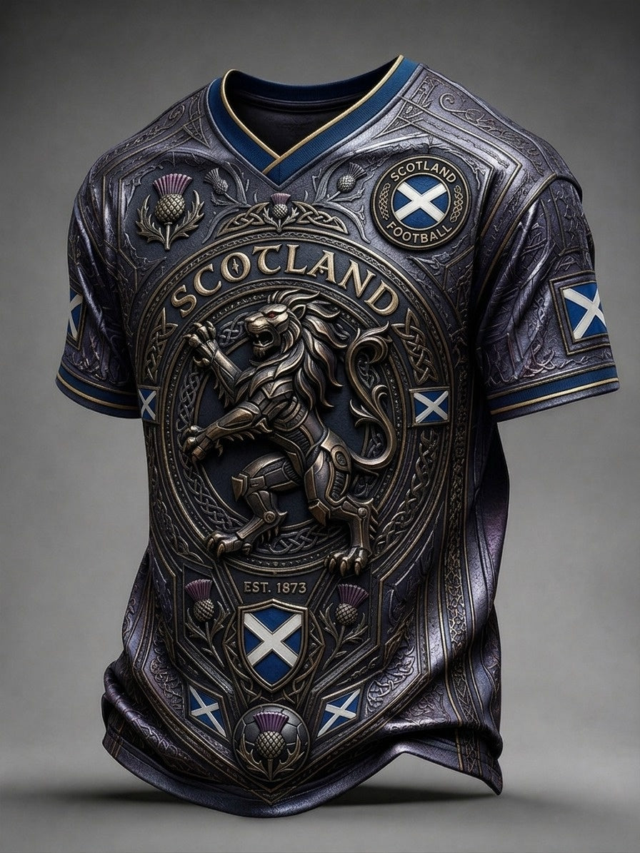 Men's UK Scotland Football Lover 2026 Printed V-Neck T-Shirt
