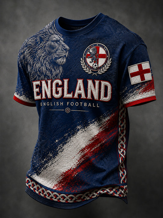 Retro England Football Fan Art Print Casual T-Shirt