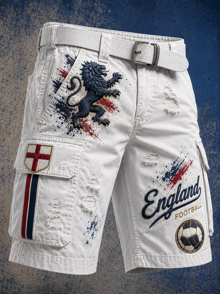 Retro England Football Fan Art Print Casual Trousers