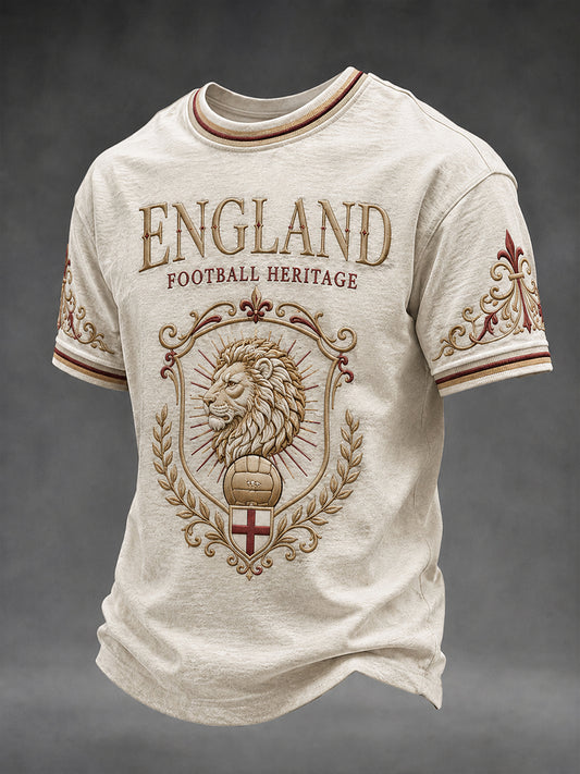 Retro England Football Fan Art Print Casual T-Shirt