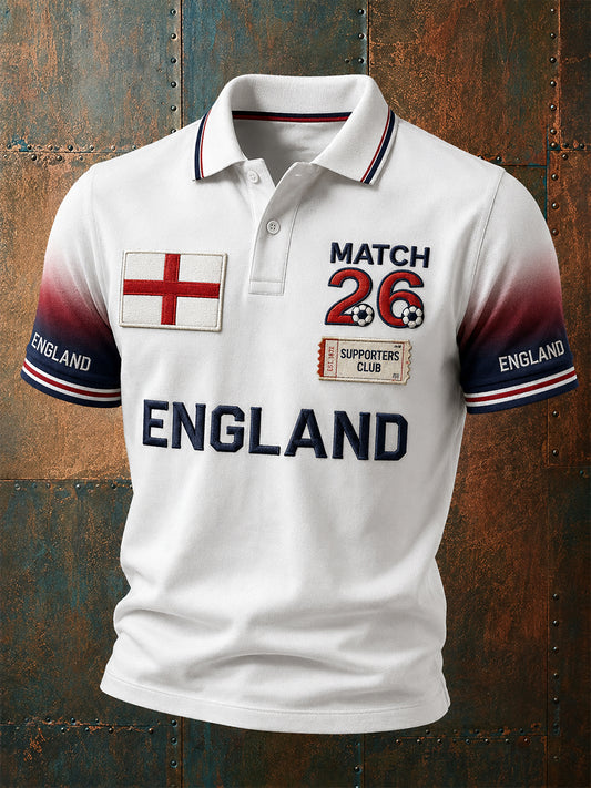 Retro England Football Fan Art Print Casual Jersey