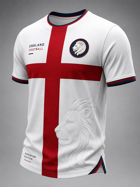 Retro England Football Fan Art Print Casual Jersey