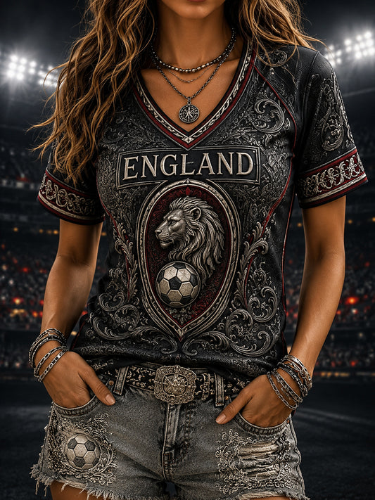 Retro England Football Fan Art Print Casual Jersey