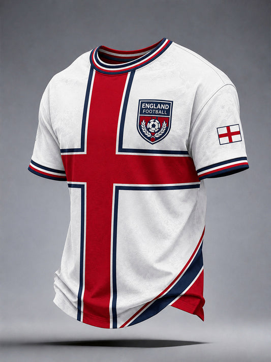 Retro England Football Fan Art Print Casual Jersey