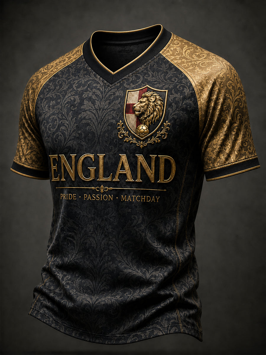 Retro England Football Fan Art Print Casual Jersey