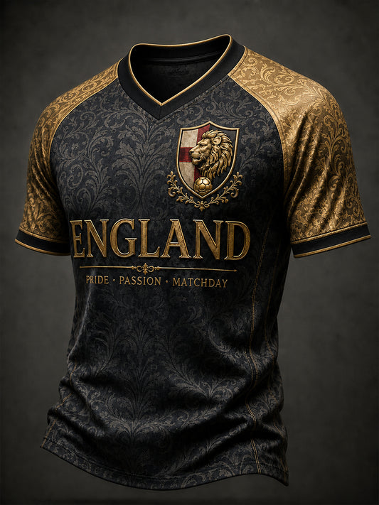 Retro England Football Fan Art Print Casual Jersey