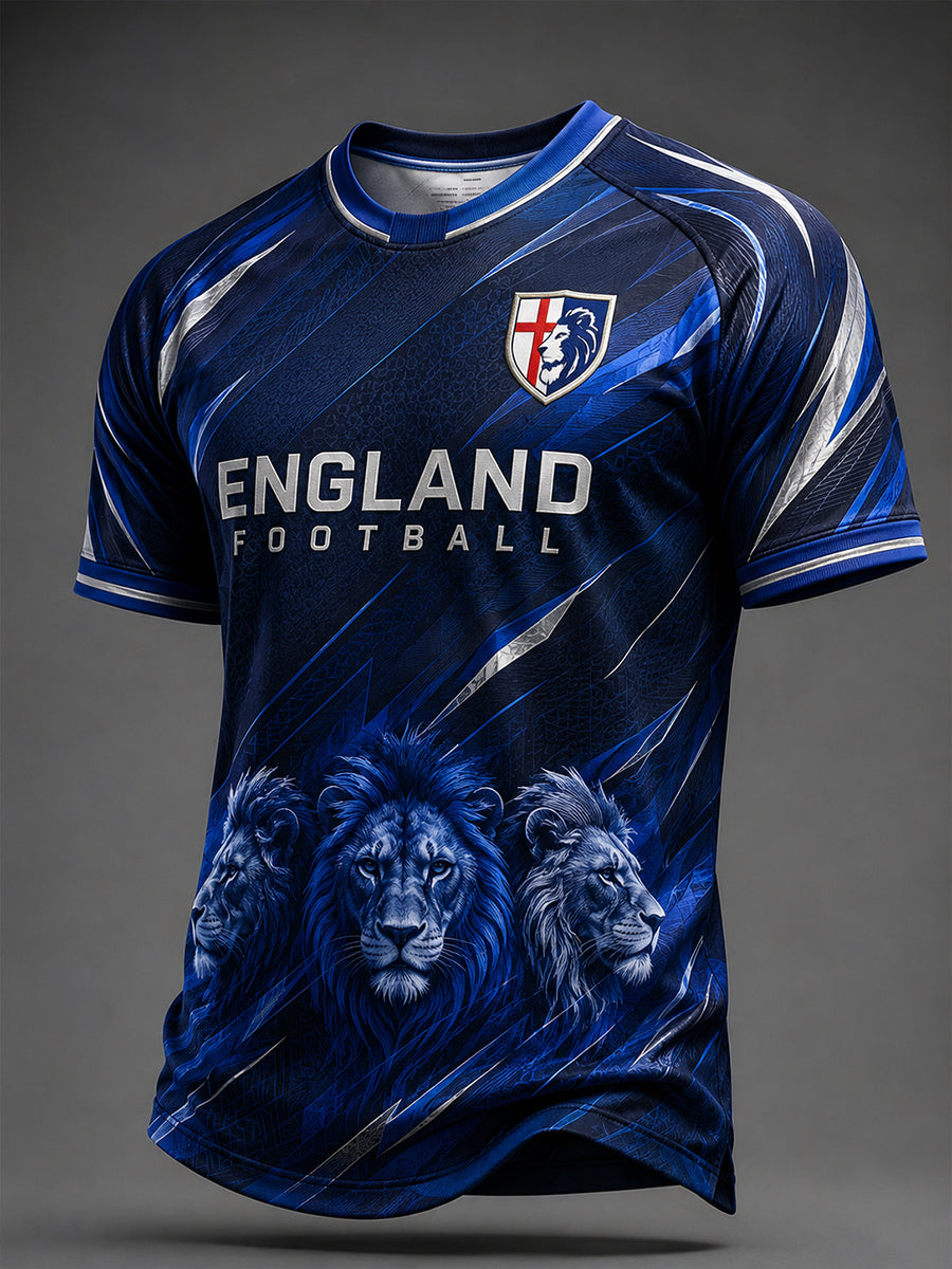 Retro England Football Fan Art Print Casual Jersey