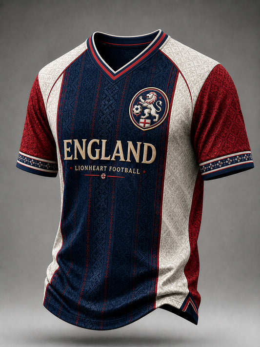 Retro England Football Fan Art Print Casual Jersey