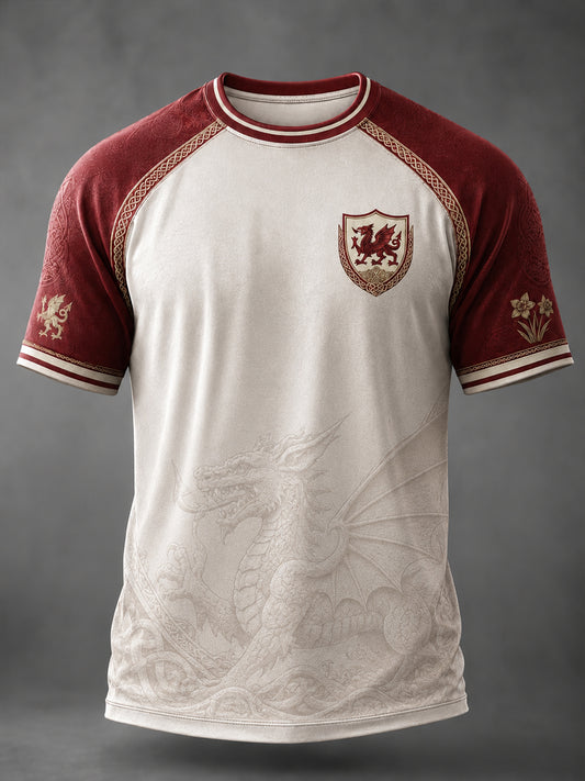 Men's Welsh Dragon Printed Casual Short Sleeves T-shirt