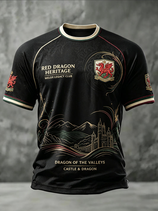 Men's Welsh Dragon Printed Casual short sleeves t-shirt