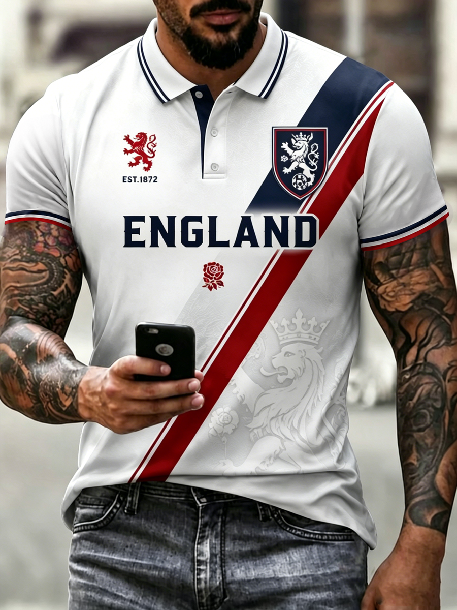Men's UK Football Lover England Printed polo shirt