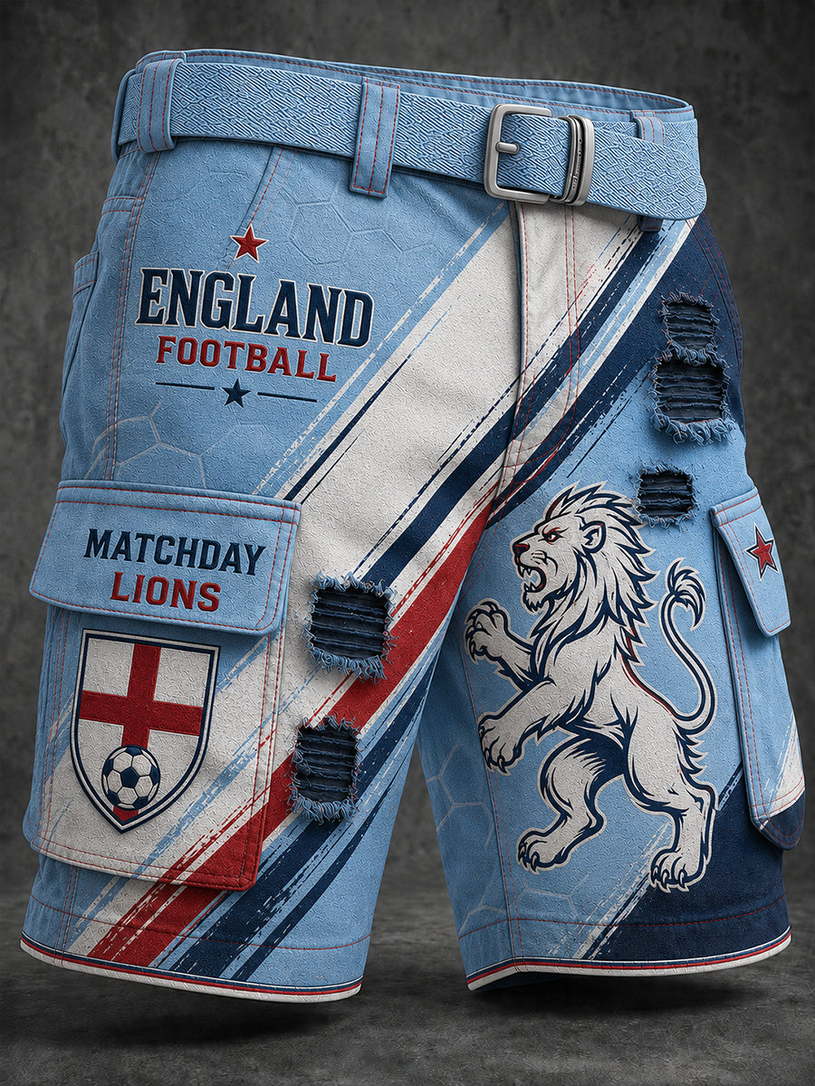Retro England Football Fan Art Print Casual Pants