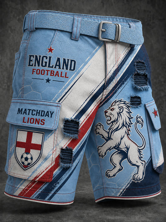 Retro England Football Fan Art Print Casual Pants