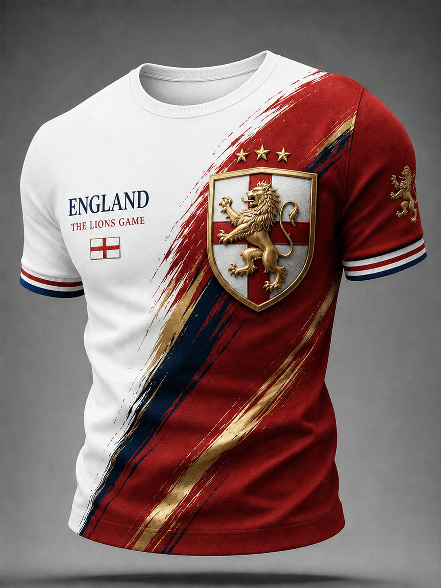 Retro England Football Fan Art Print Casual Jersey