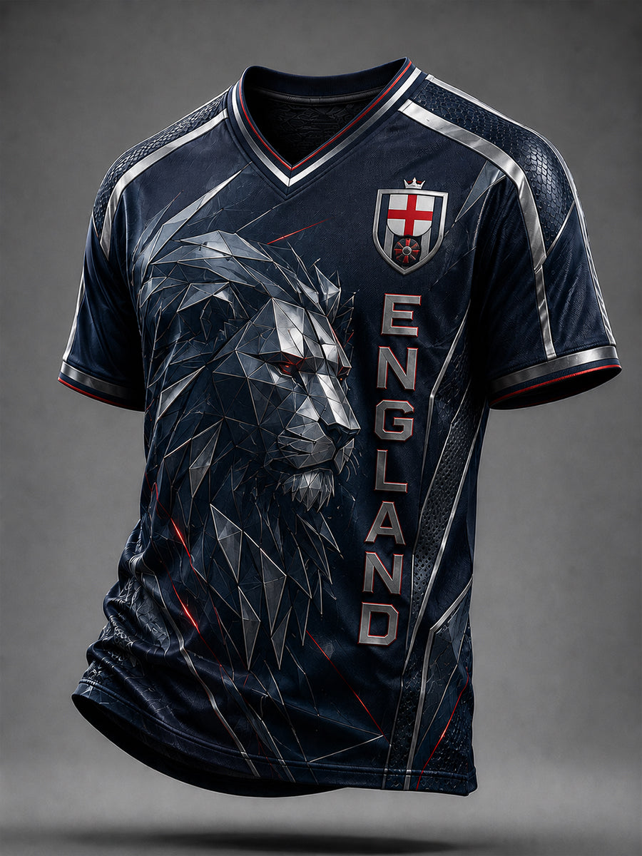 Retro England Football Fan Art Print Casual Jersey