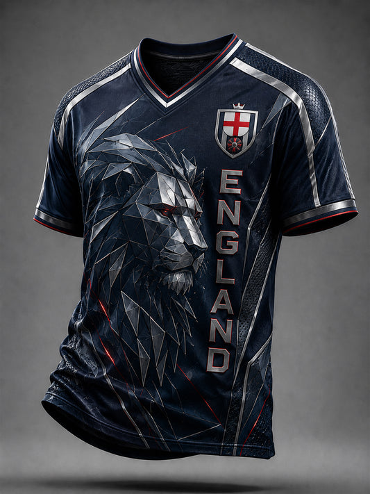 Retro England Football Fan Art Print Casual Jersey