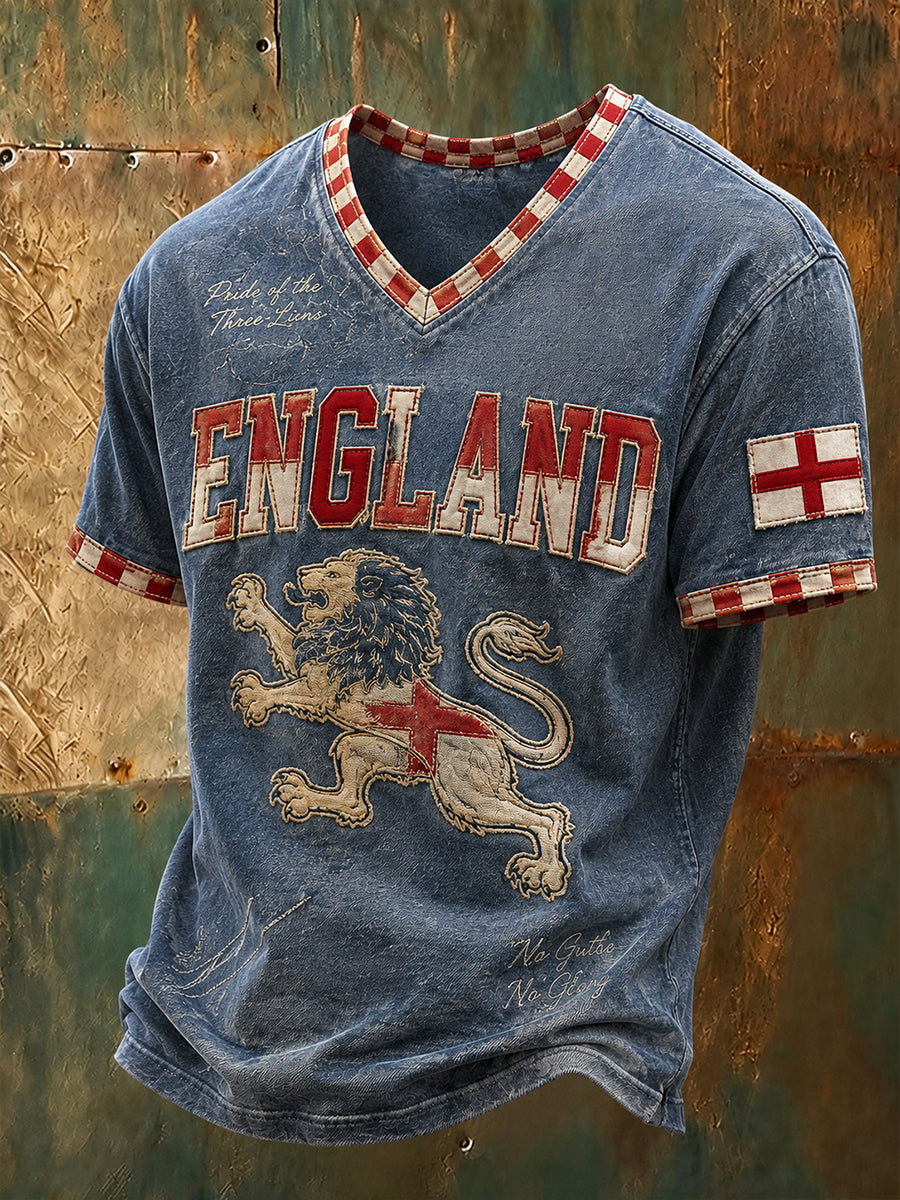 Retro England Football Fan Art Print Casual Jersey