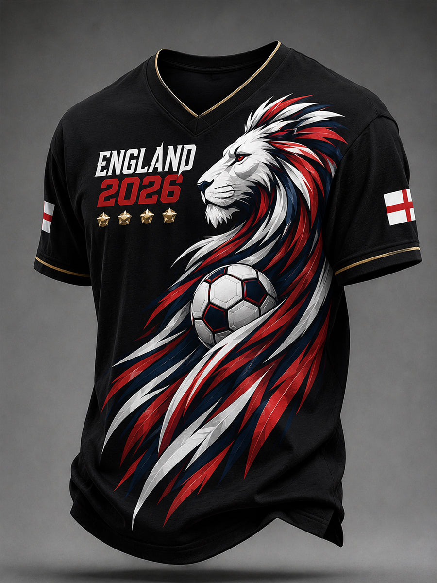 Retro England Football Fan Art Print Casual Jersey