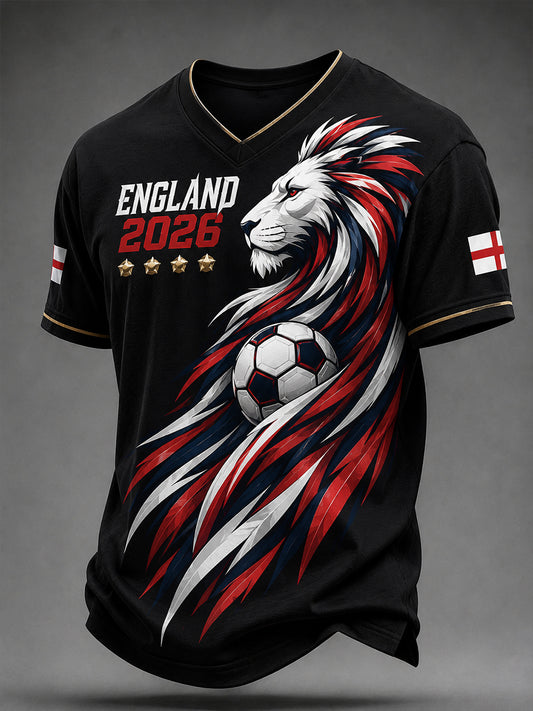 Retro England Football Fan Art Print Casual Jersey