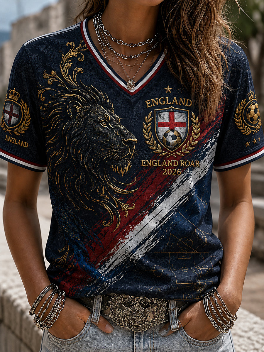 Retro England Football Fan Art Print Casual Jersey