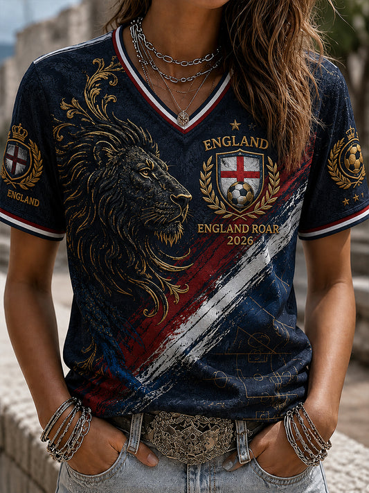 Retro England Football Fan Art Print Casual Jersey