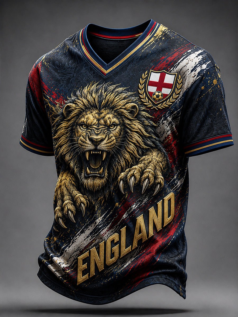 Retro England Football Fan Art Print Casual Jersey