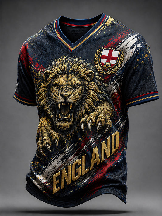 Retro England Football Fan Art Print Casual Jersey