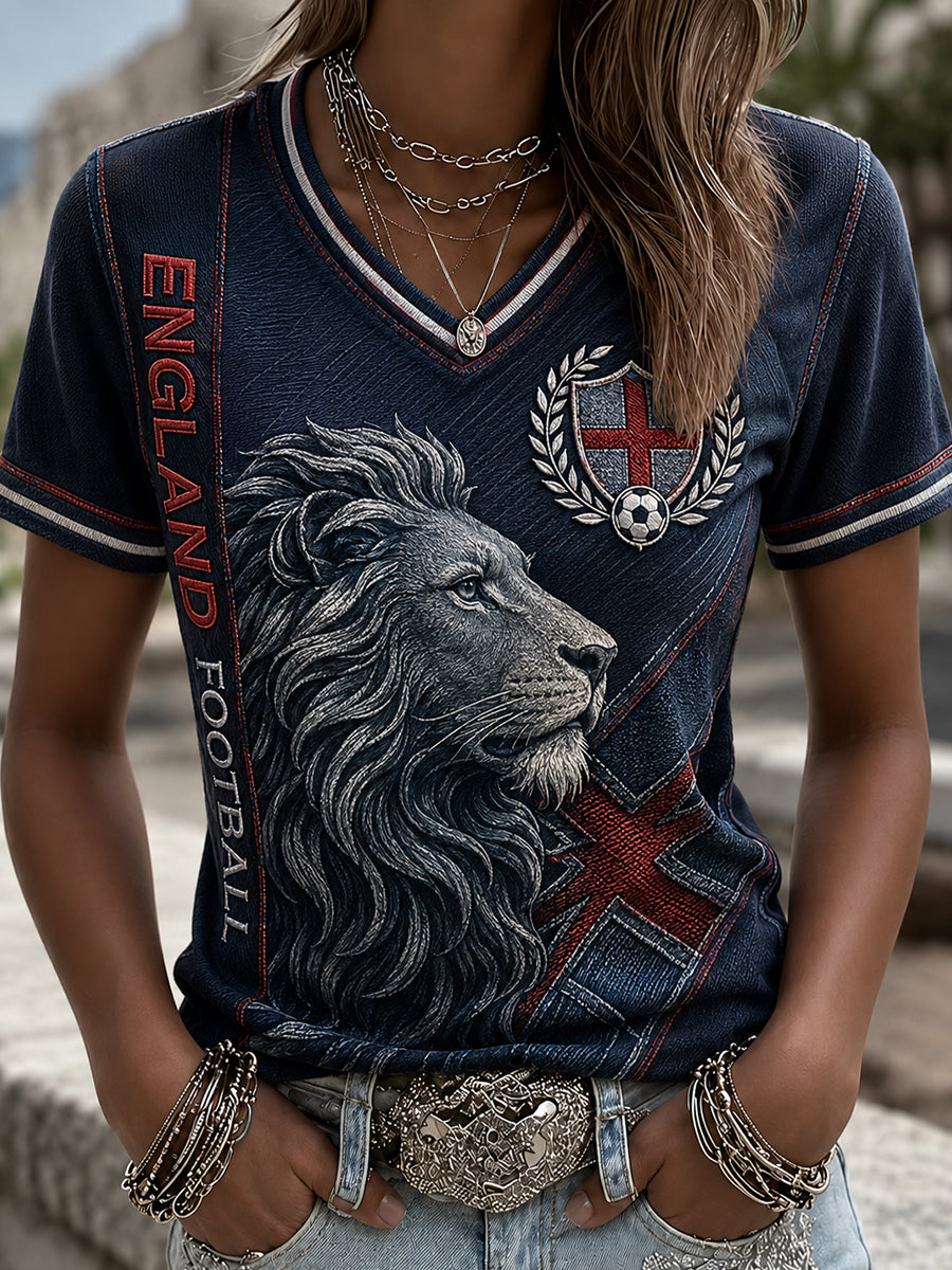 Retro England Football Fan Art Print Casual Jersey