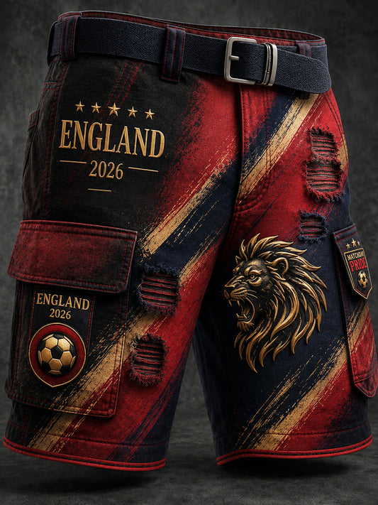 Retro England Football Fan Art Print Casual Pants
