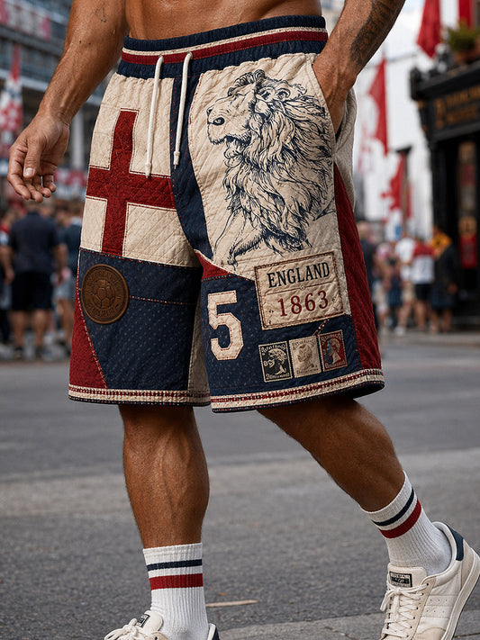 Retro England Football Fan Art Print Casual Shorts