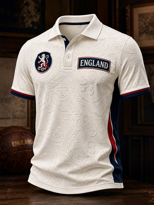 Retro England Football Fan Art Print Casual Polo Shirt