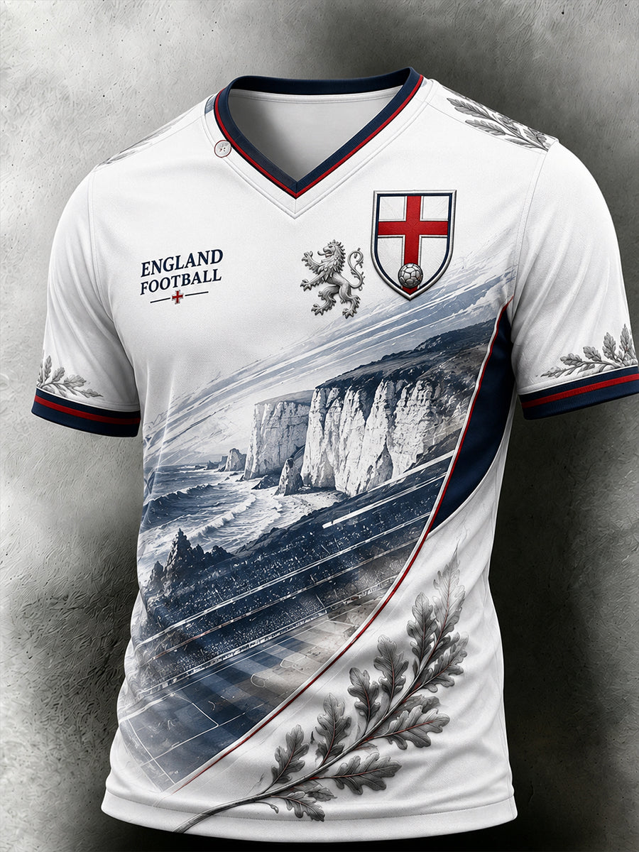 Retro England Football Fan Art Print Casual T-Shirt