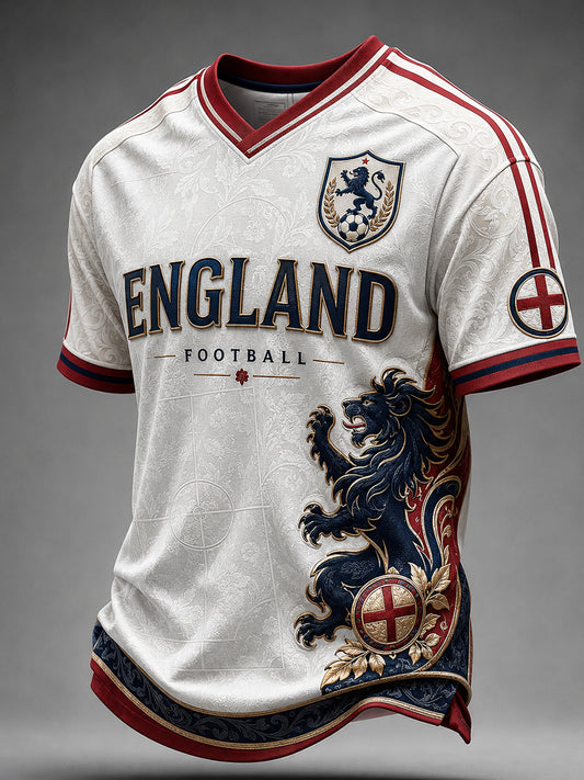 Retro England Football Fan Art Print Casual T-Shirt