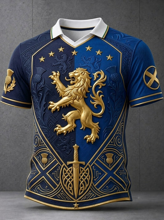 Men's UK Scotland Football Lover 2026 Printed V-Neck T-Shirt