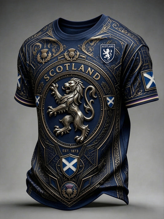 Men's UK Scotland Football Lover 2026 Printed Crew-Neck T-Shirt