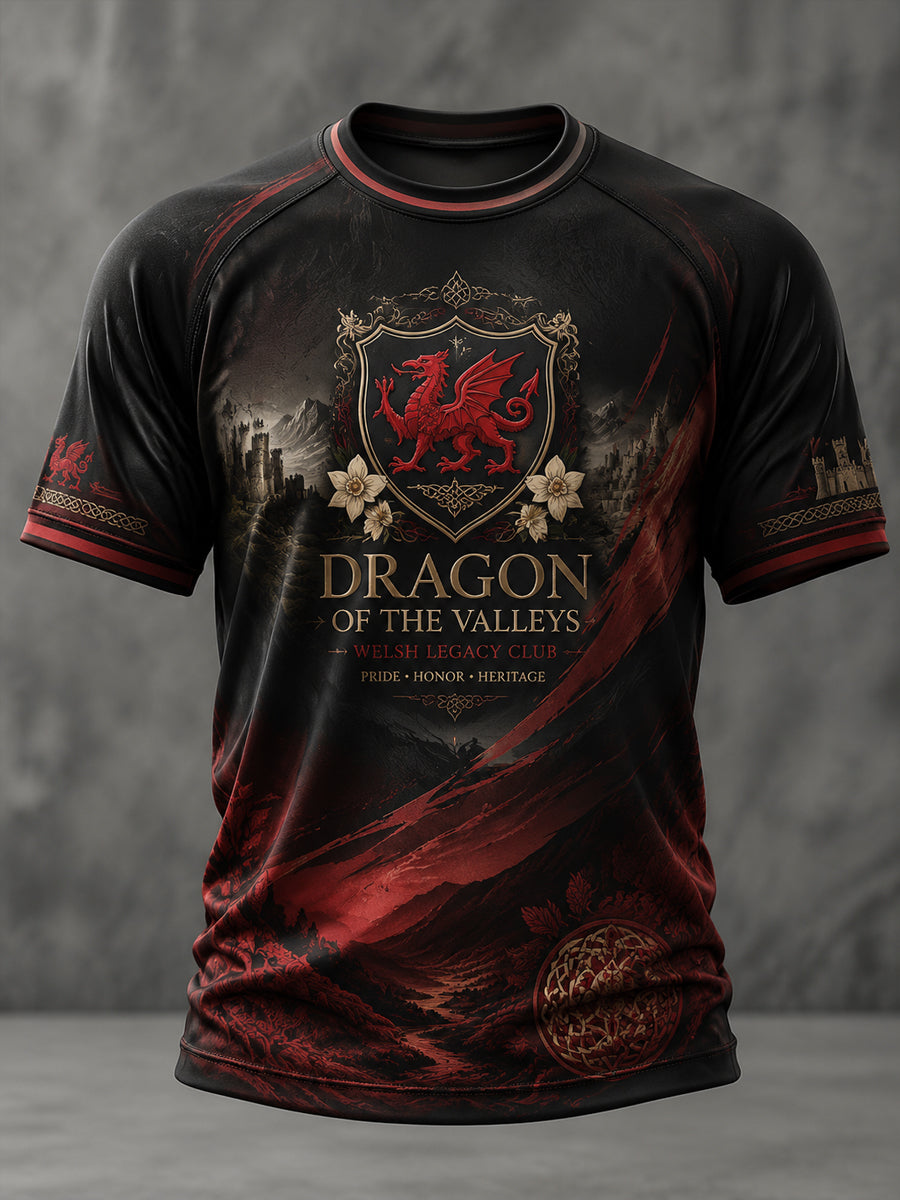 Men's Welsh Dragon Printed Casual Short Sleeves T-shirt