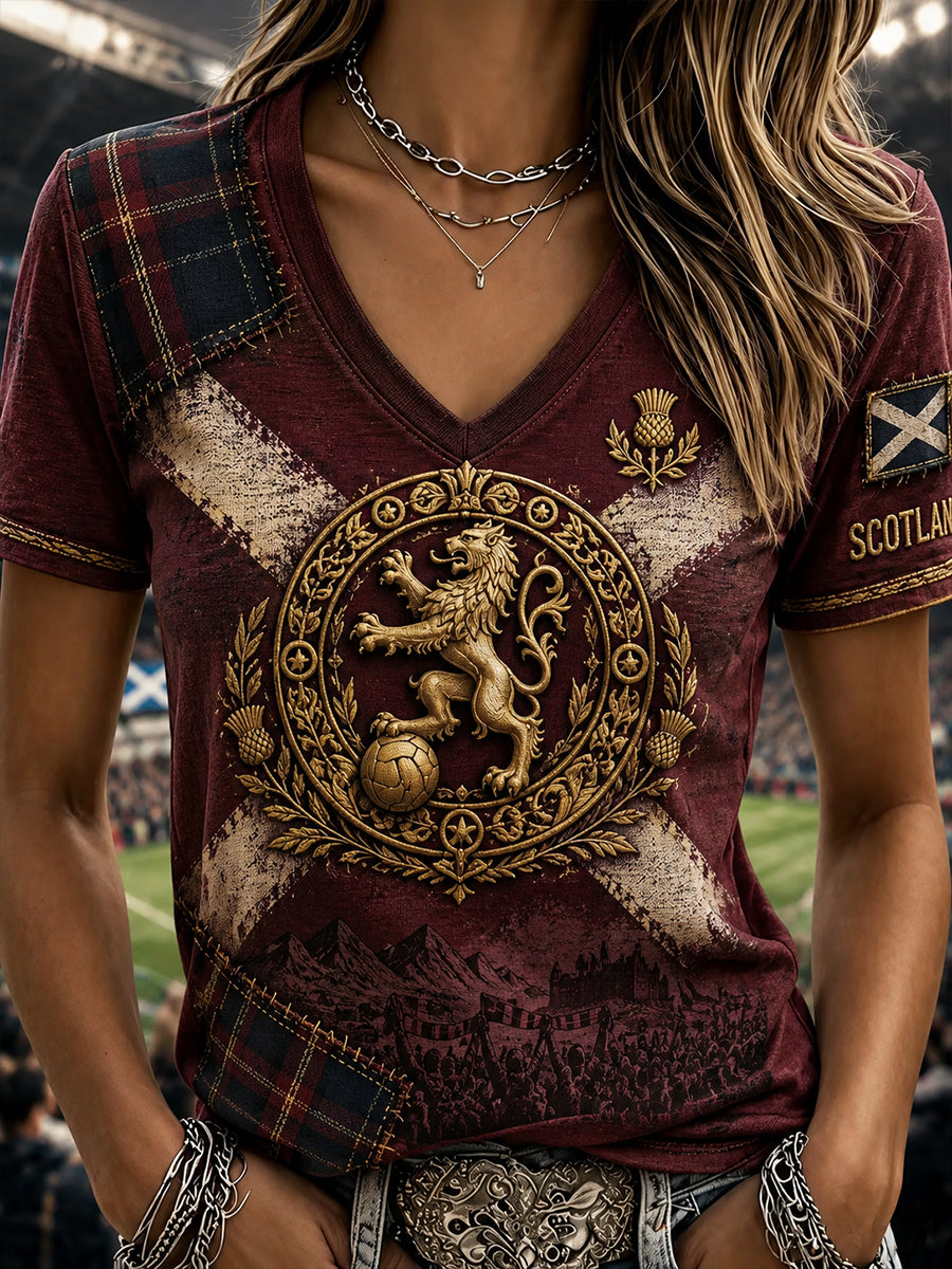 Women's Scotland Football V-Neck T-Shirt