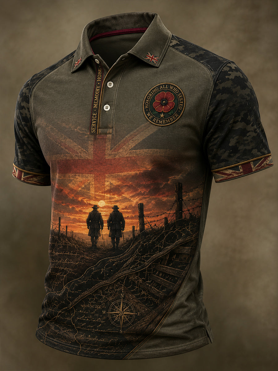 Men's Uk Flag Veteran Short Sleeves T-Shirt