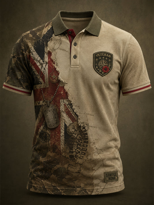 Men's Uk Flag Veteran Short Sleeves T-Shirt