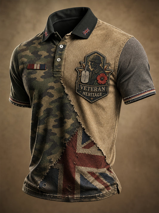 Men's Uk Flag Veteran Short Sleeves T-Shirt