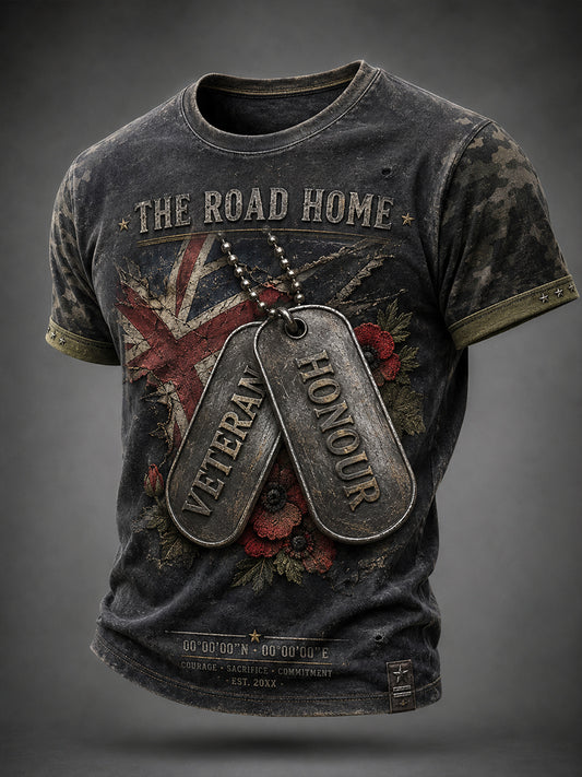 Men's Uk Flag Veteran Short Sleeves T-Shirt