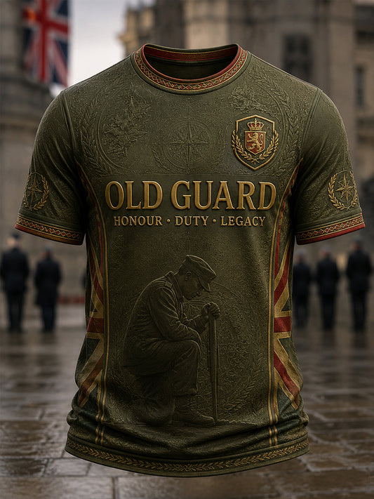 Men's Retro British Veteran Print Casual Tee