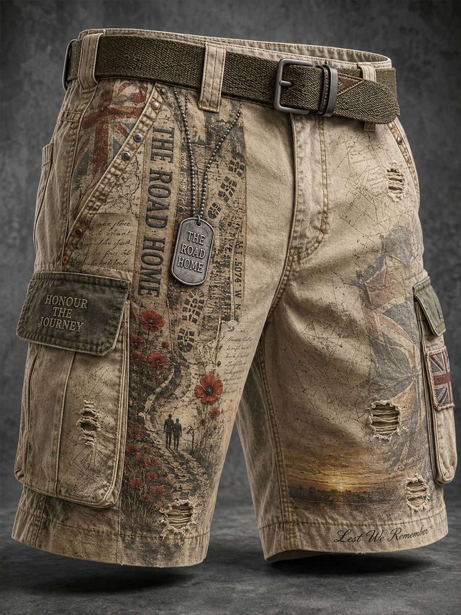 Men's British Flag Veteran Art Print Casual Shorts