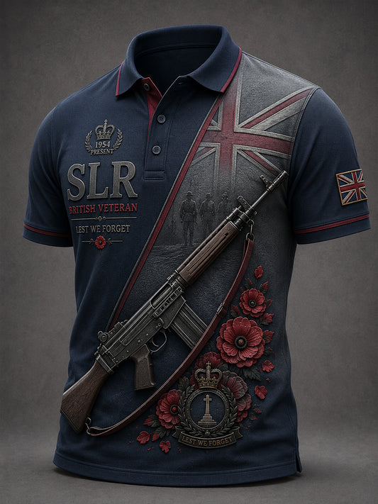 Men's Retro Weapon Print Short-Sleeve Polo Shirt