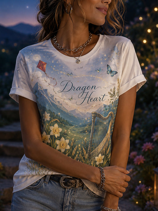 Women's Welsh Cultural Element Art Print T-Shirt