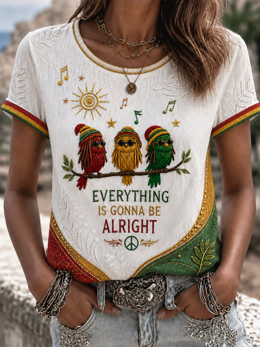 Women's Vintage Reggae-Inspired Classic Casual T-Shirt