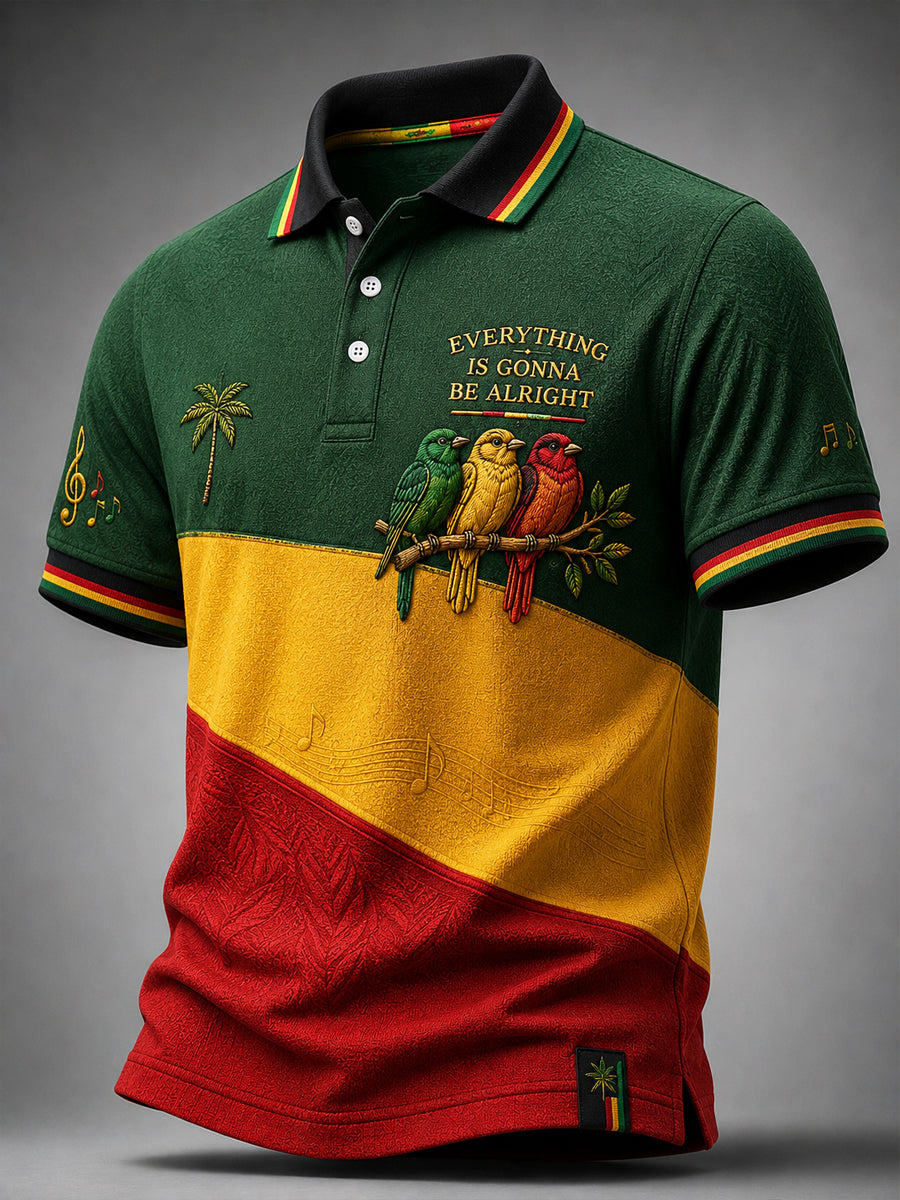 Retro Reggae-Inspired Business Casual Polo Shirt