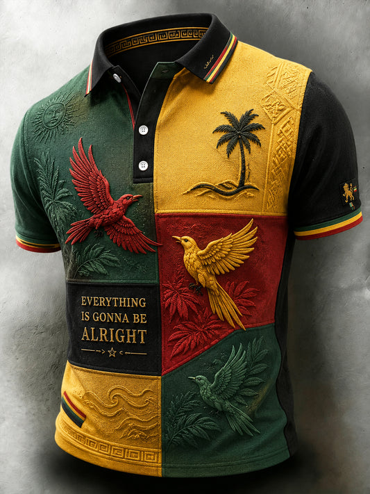 Retro Reggae-Inspired Business Geometric Casual Polo Shirt